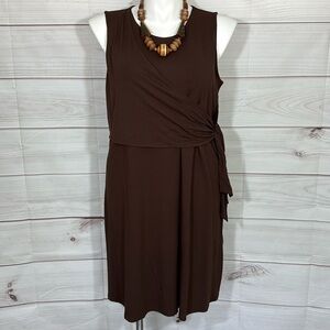 NWT J. Jill Wearever Dark Brown Kona Wrap Dress Size Large